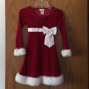 Christmas Dress Red Velvet and white faux fur